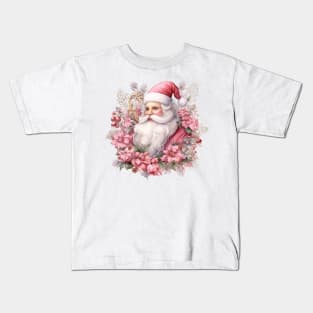 Pink Christmas Santa Claus Kids T-Shirt